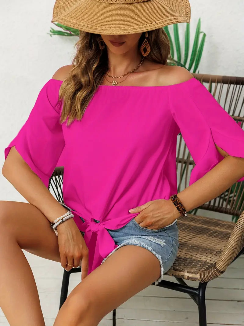 Ruffle Trim Off-Shoulder Blouse